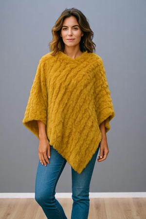 Angora Fur Knitted Natural Fur Poncho