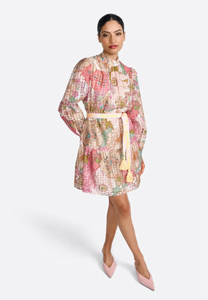 RICH & ROYAL PRINTED MIDI DAY DRESS WITH BELT