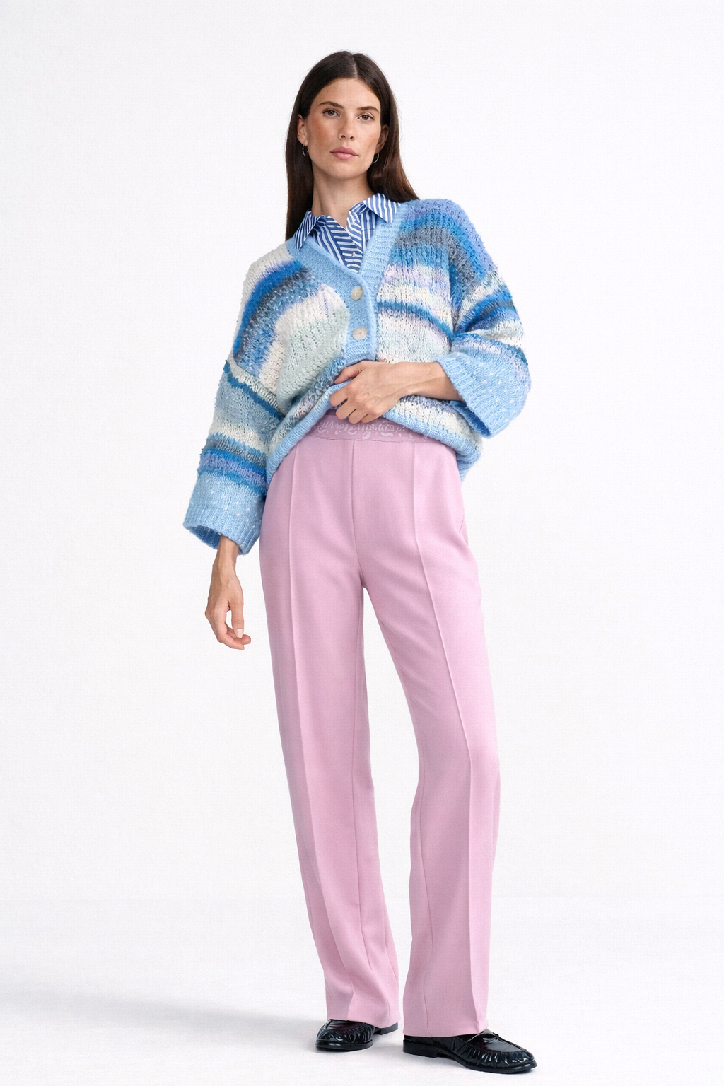 RICH & ROYAL STRETCH TROUSERS WITH DECORATIVE SEAM