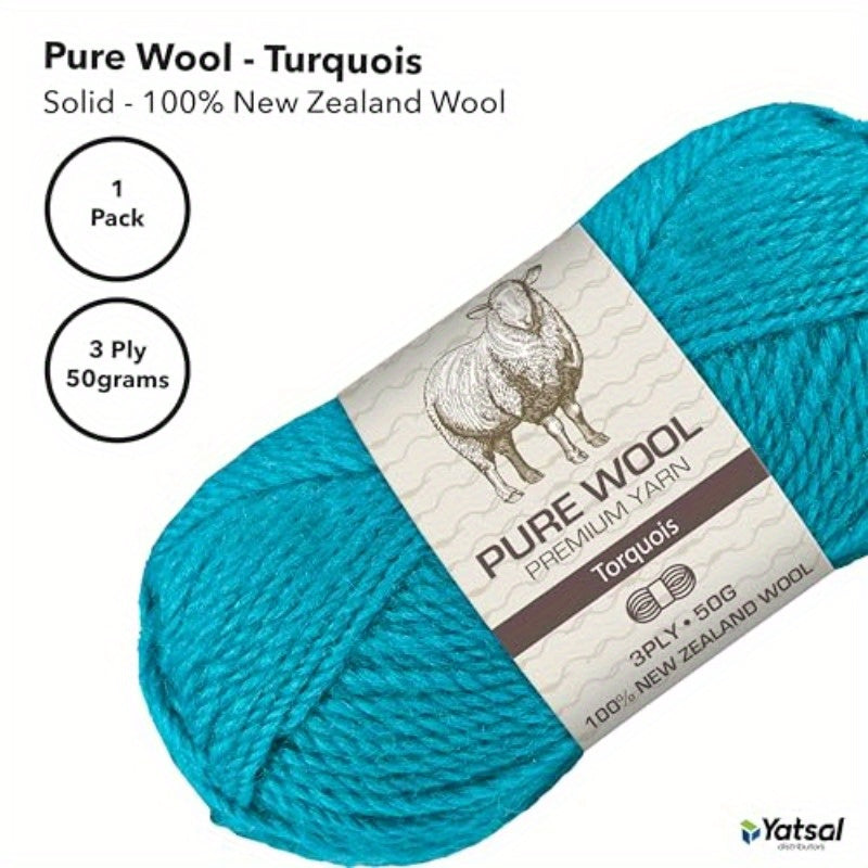 3Ply Pure Wool 50 g Turquoise