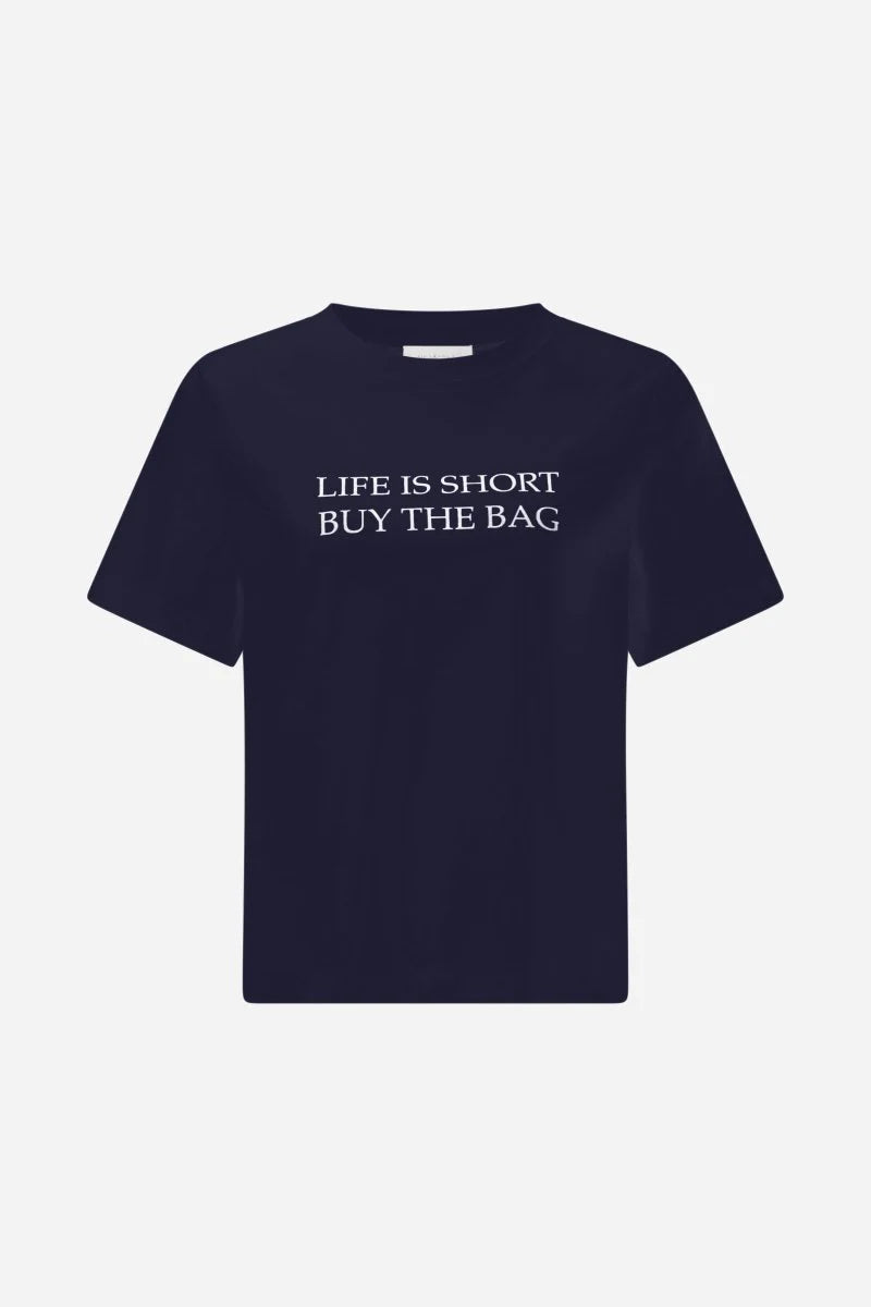 RICH & ROYAL PURE COTTON NAVY T-SHIRT WITH STATEMENT PRINT