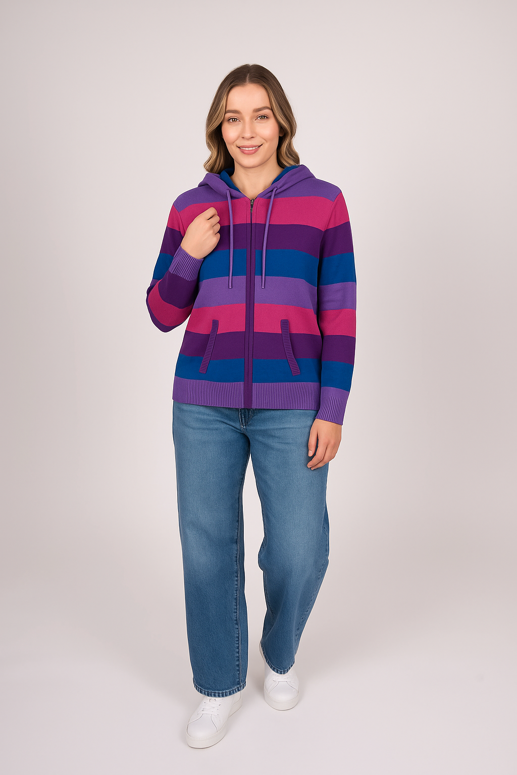 Stripy Hoodie Cotton / Cashmere