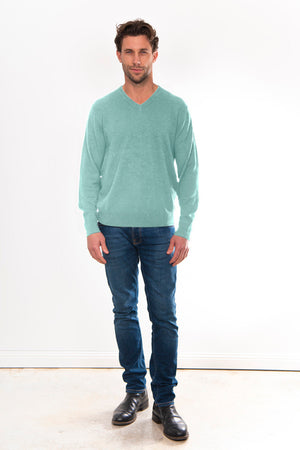 ANSETT Gold Slim Fitted Cashmere & Wool V-Neck Pullover