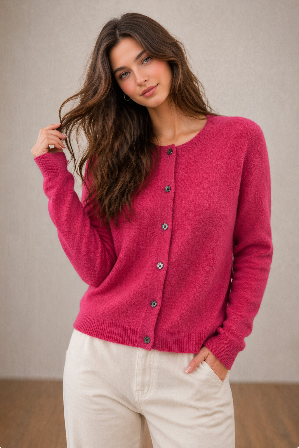 Pure wool Cardigan Round Neck Knit on Australia