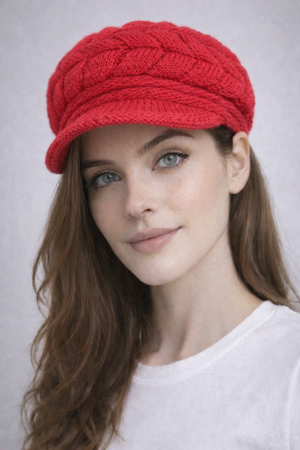 Ribbed Knit Beret Hat with Thermal Lining
