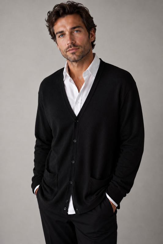 LONG SLEEVE V-NECK CARDIGAN WITH POCKETS