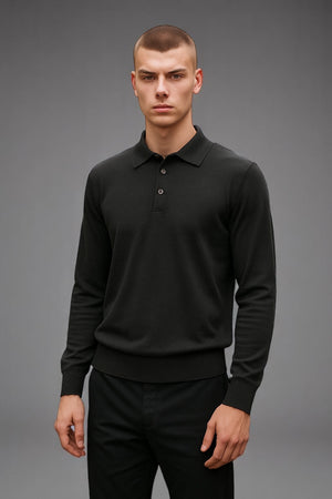 Fields Classics Pure Merino Wool Three-Button Collar Jumper – Machine Washable with Woolmark Certification