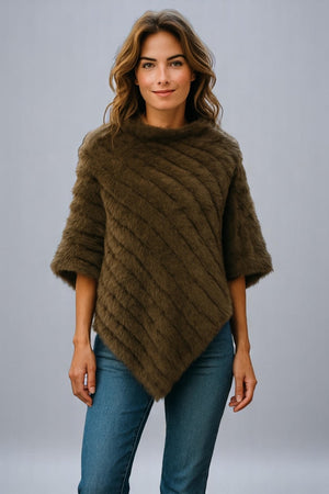 Angora Fur Knitted Natural Fur Poncho