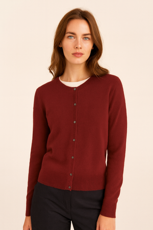 PURE CASHMERE CREW CARDIGAN