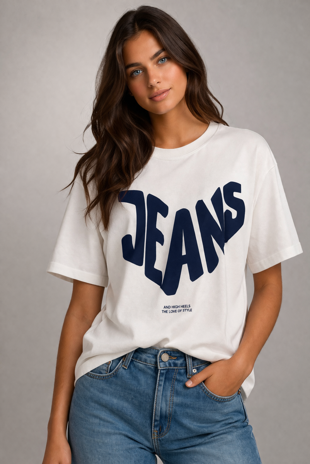 Rich & Royal Organic Cotton T-Shirt in White Print