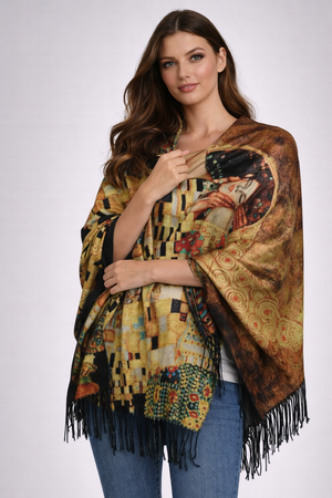 Luxury Pure Cashmere Scarf / Shawl Oil Painting Pattern