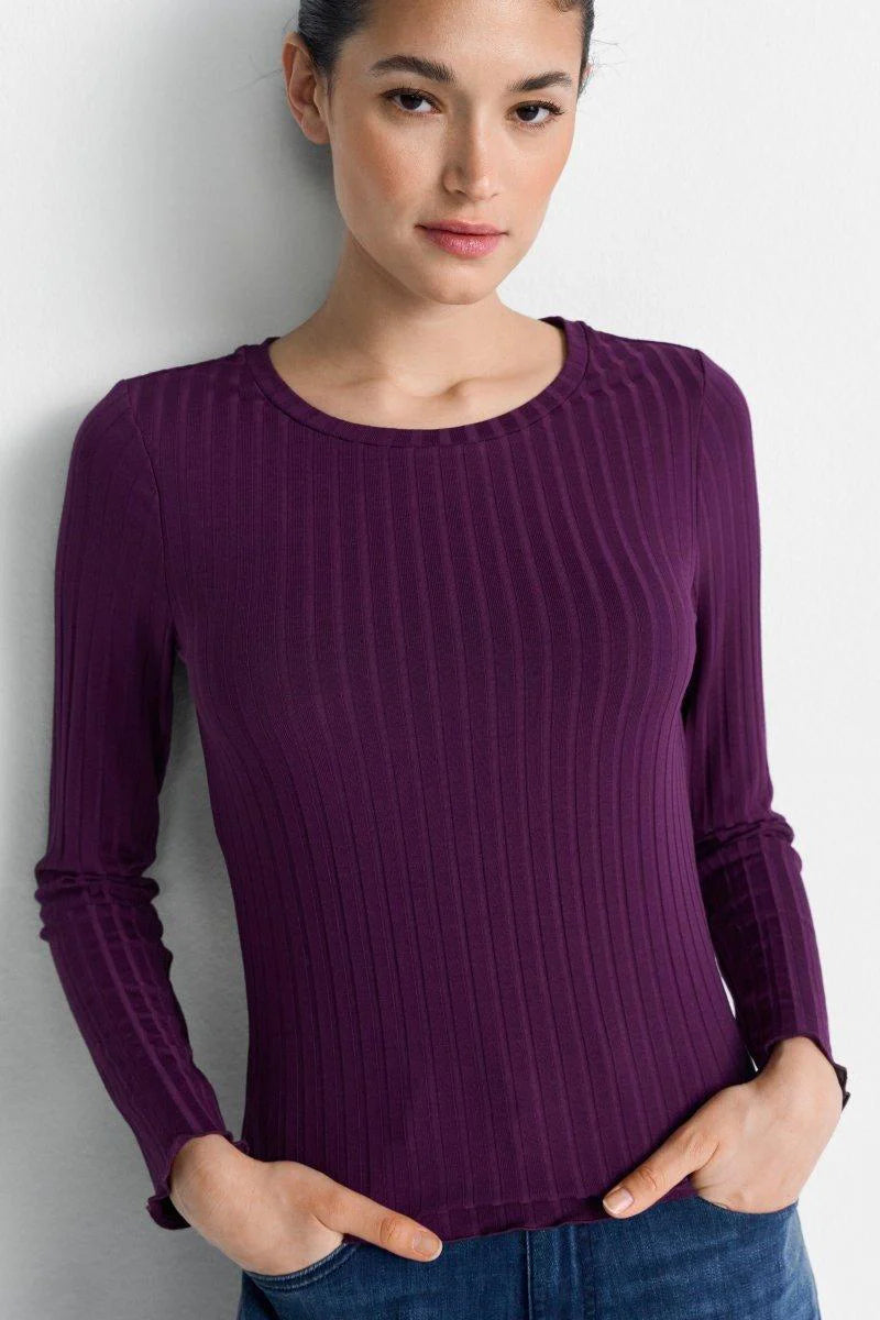 RICH & ROYAL RIBBED TEXTURE LONG SLEEVE