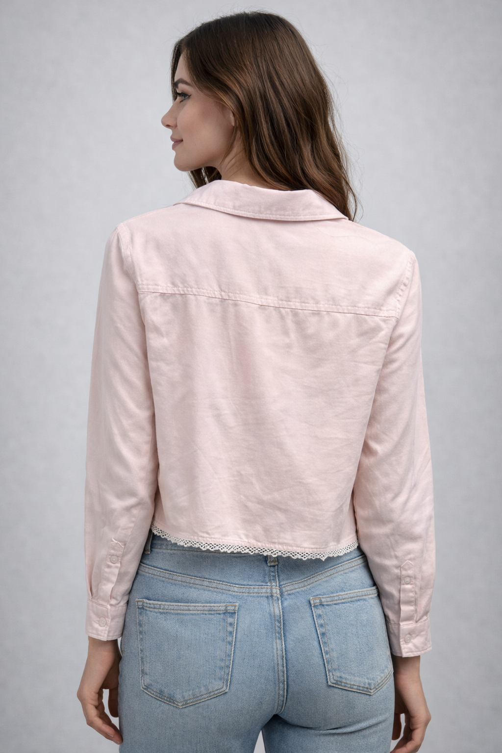 BELLA DAHL LONG SLEEVE CROPPED SHIRT WITH TRIM