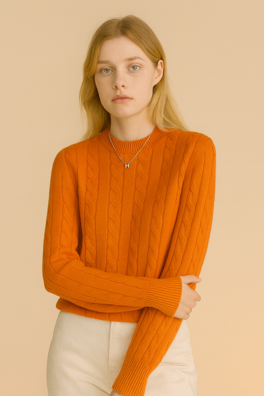 Pure Wool Cabled Crew Neck Knit on Australia