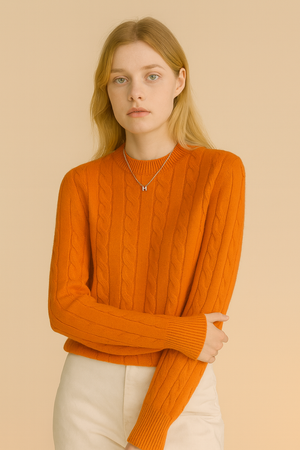 Pure Wool Cabled Crew Neck Knit on Australia