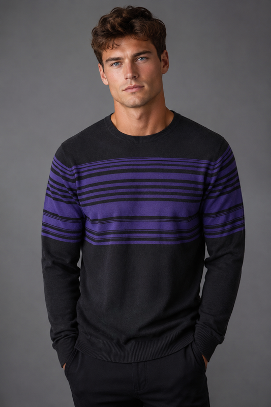 Pattern crew pullover