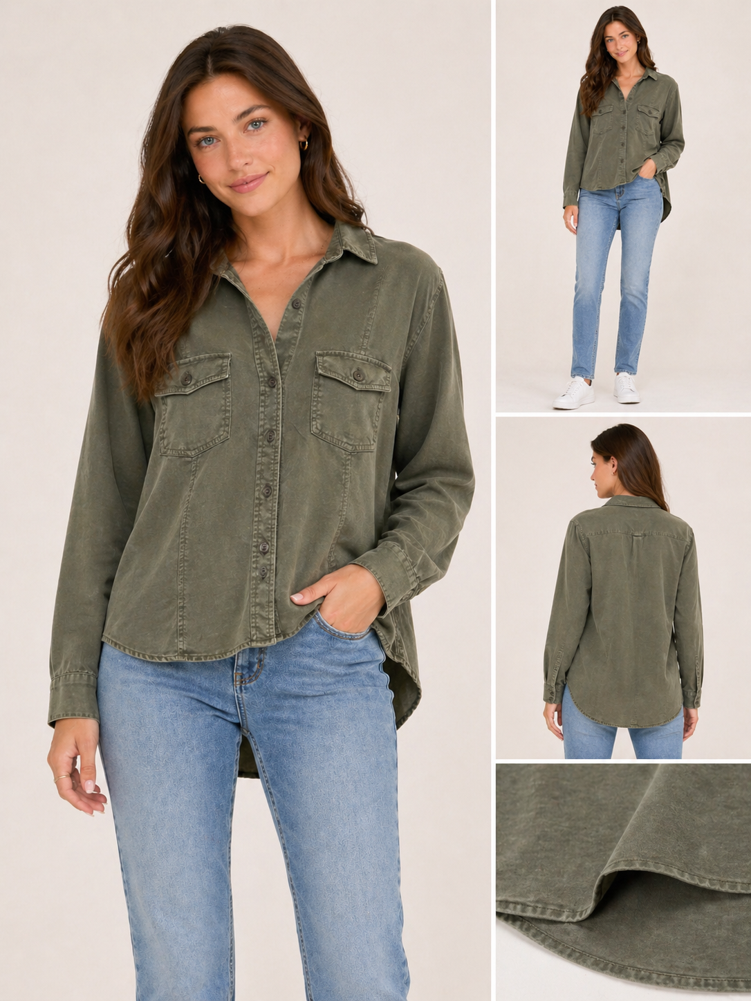 BELLA DAHL LONG SLEEVE WESTERN SHIRT BUTTON DOWN -MOON STONE SHIRT