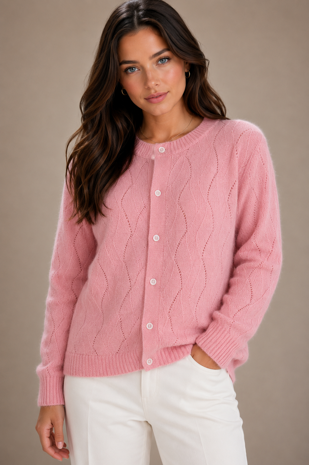 100% EXTRA FINE MERINO RIBBED CARDIGAN