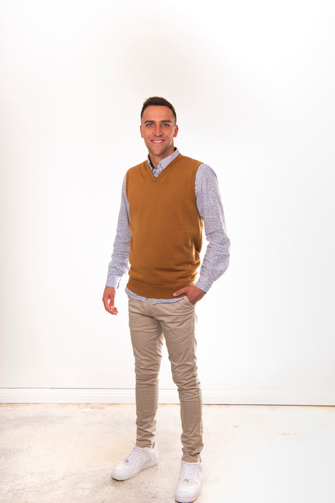 Pure Merino Wool Sleeveless Vest – Rib Basque Design