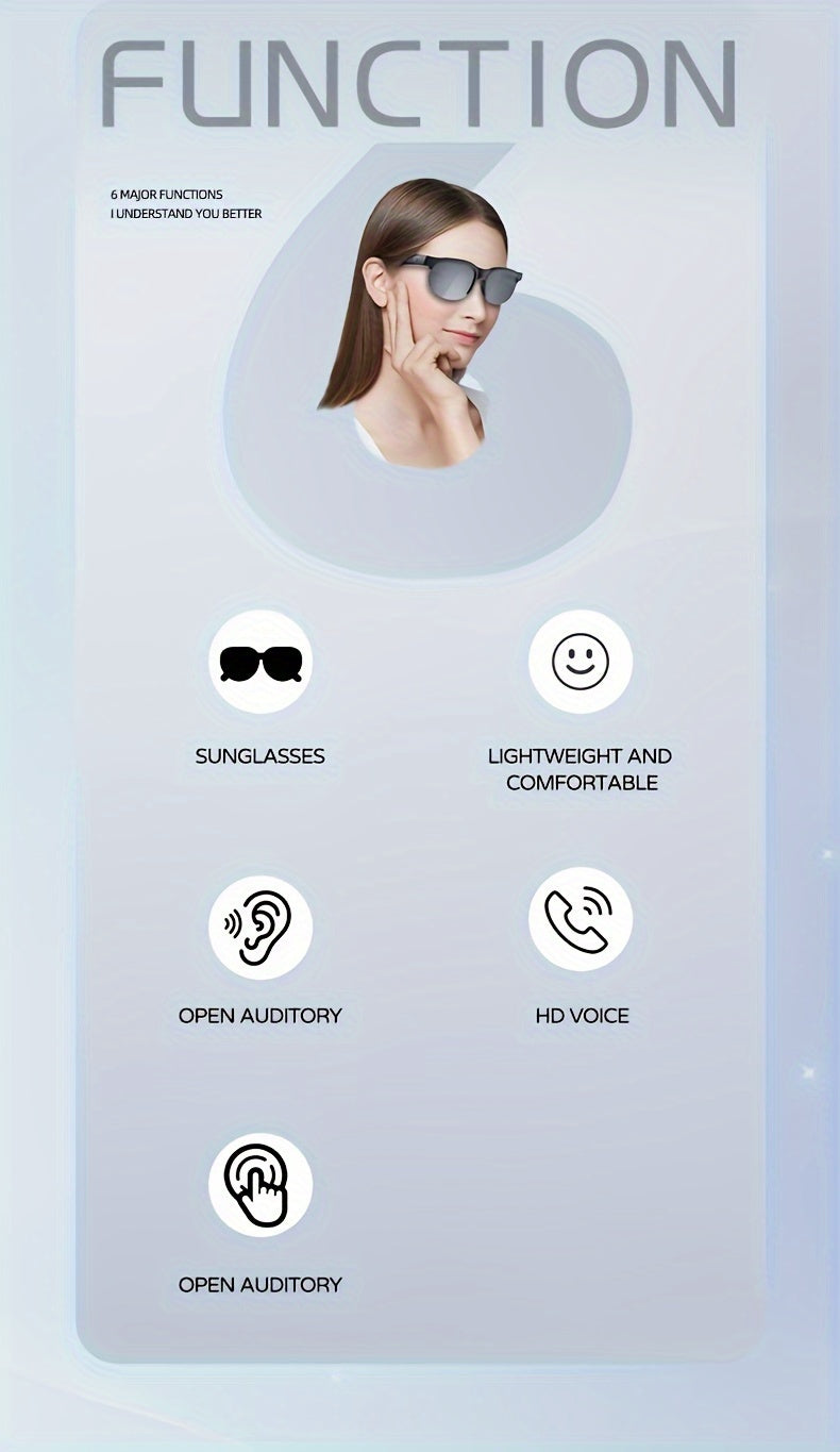 Smart Fashion Glasses with Built-In Speaker & Mic