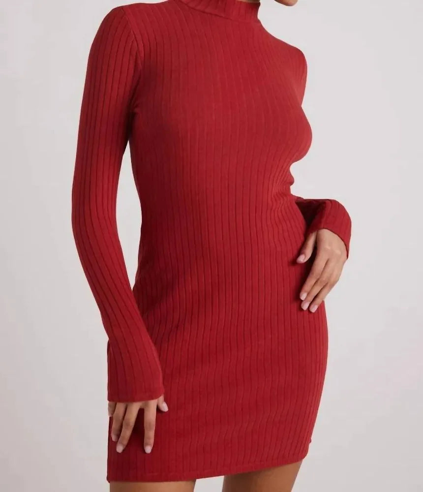 BELLA DAHL Mini Mock Neck Rib Dress