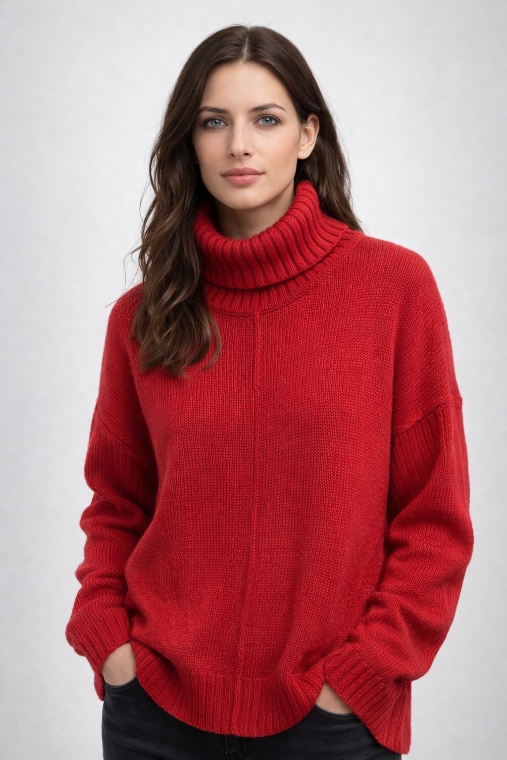 Bella Roll Neck Sweater with Line Detail