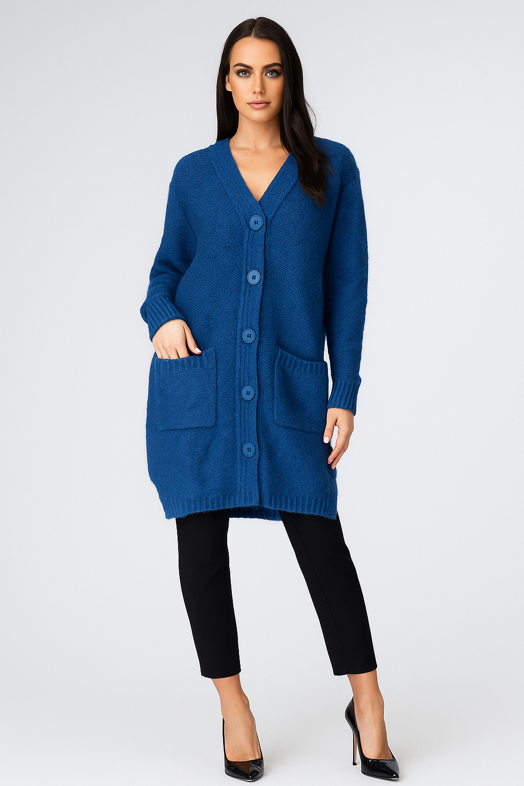 MOHAIR BUTTON UP LONGLINE CARDIGAN