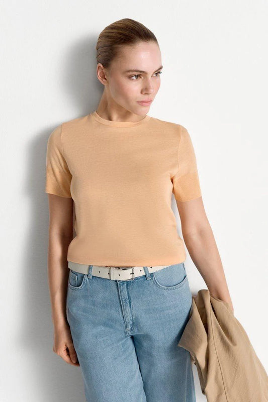 RICH & ROYAL T-SHIRT WITH RIBBED CUFFS