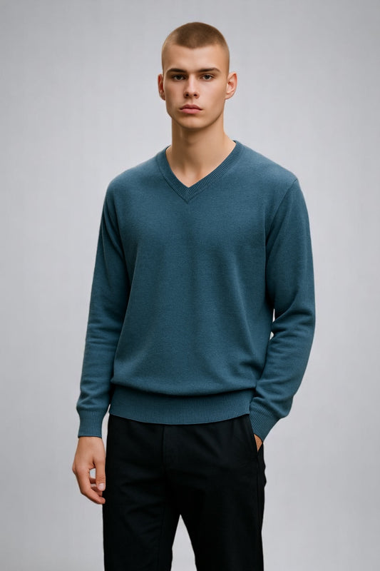 ANSETT knitwear V-Neck Jumper Fine Gage