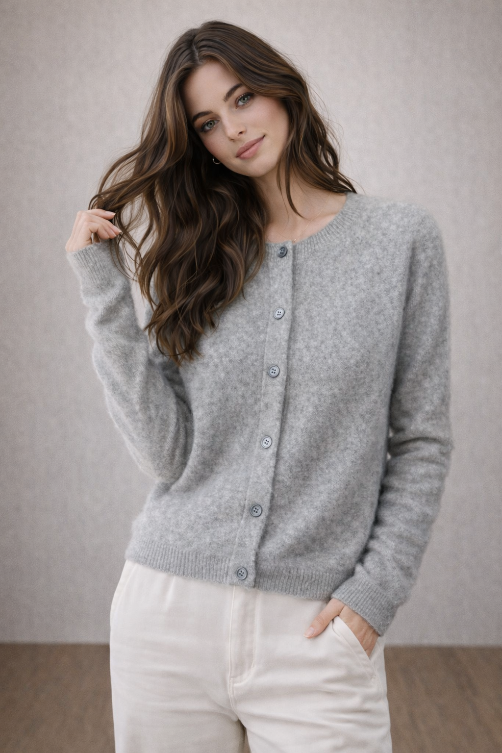 Pure wool Cardigan Round Neck Knit on Australia