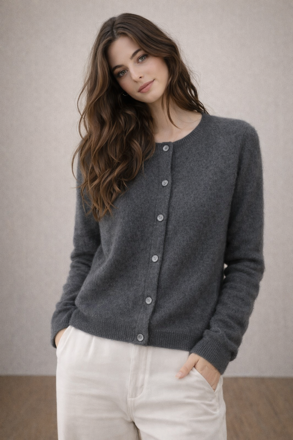 Pure wool Cardigan Round Neck Knit on Australia