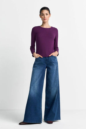 RICH & ROYAL RIBBED TEXTURE LONG SLEEVE