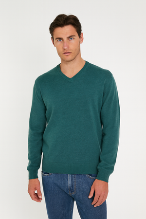 ANSETT GOLD SLIM FIT CASHMERE MERINO V-NECK PULLOVER