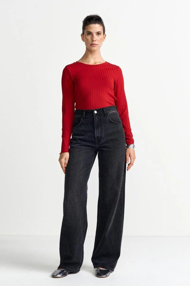 RICH & ROYAL RIBBED TEXTURE LONG SLEEVE