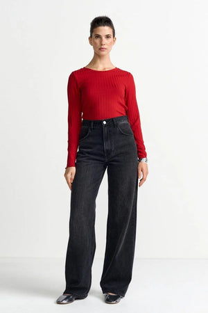 RICH & ROYAL RIBBED TEXTURE LONG SLEEVE