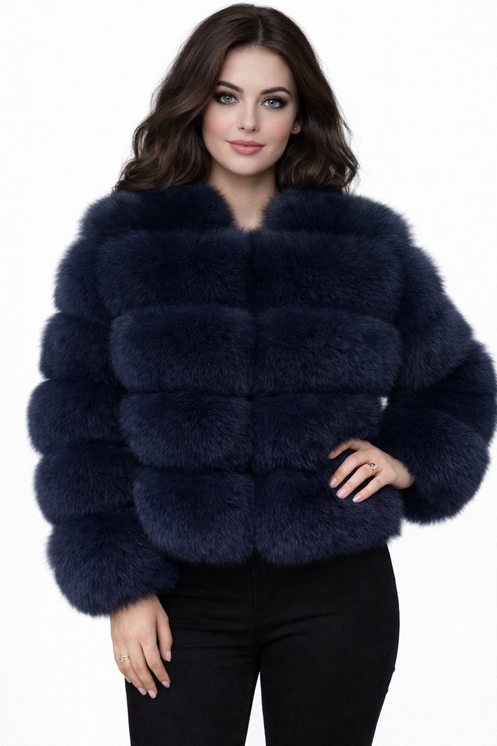 Real Fox fur luxury women coat