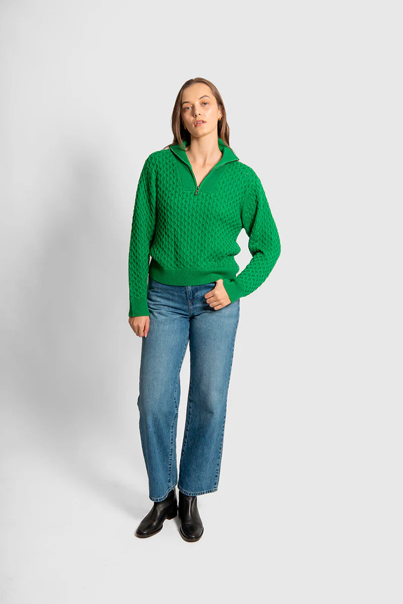 Fields - Aran Honeycomb Quarter Zipper