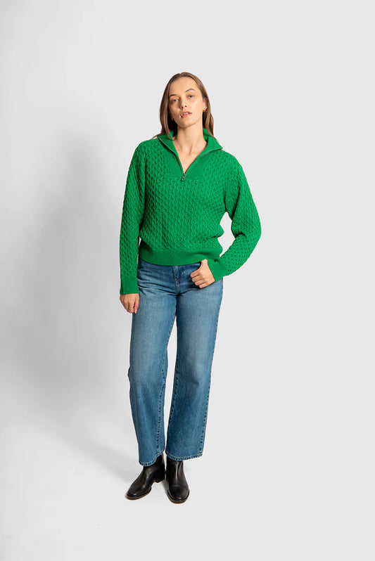 Fields - Aran Honeycomb Quarter Zipper