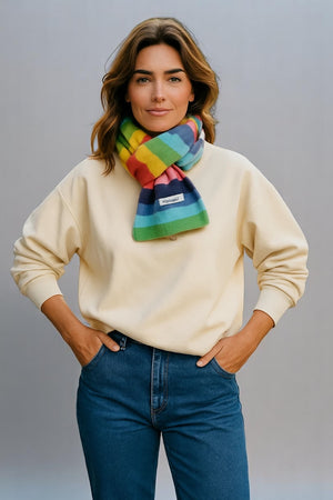 Rainbow Stripes Merino/Mohair Scarf Men And Women