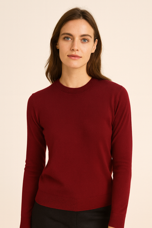 LONG PURE MERINO FINE KNIT ESSENTIAL CREW PULLOVER