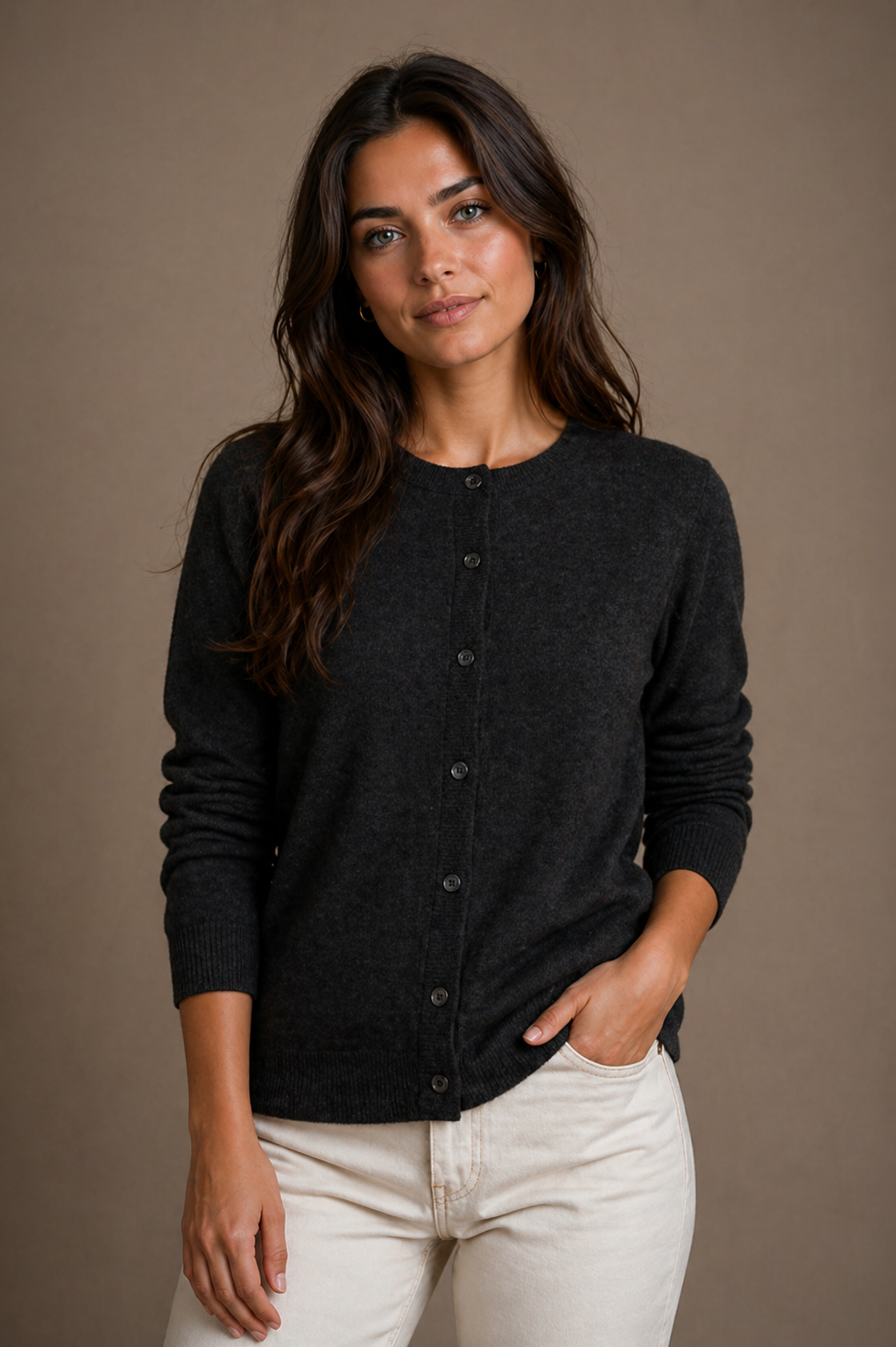KATE BUTTON TO NECK CARDIGAN