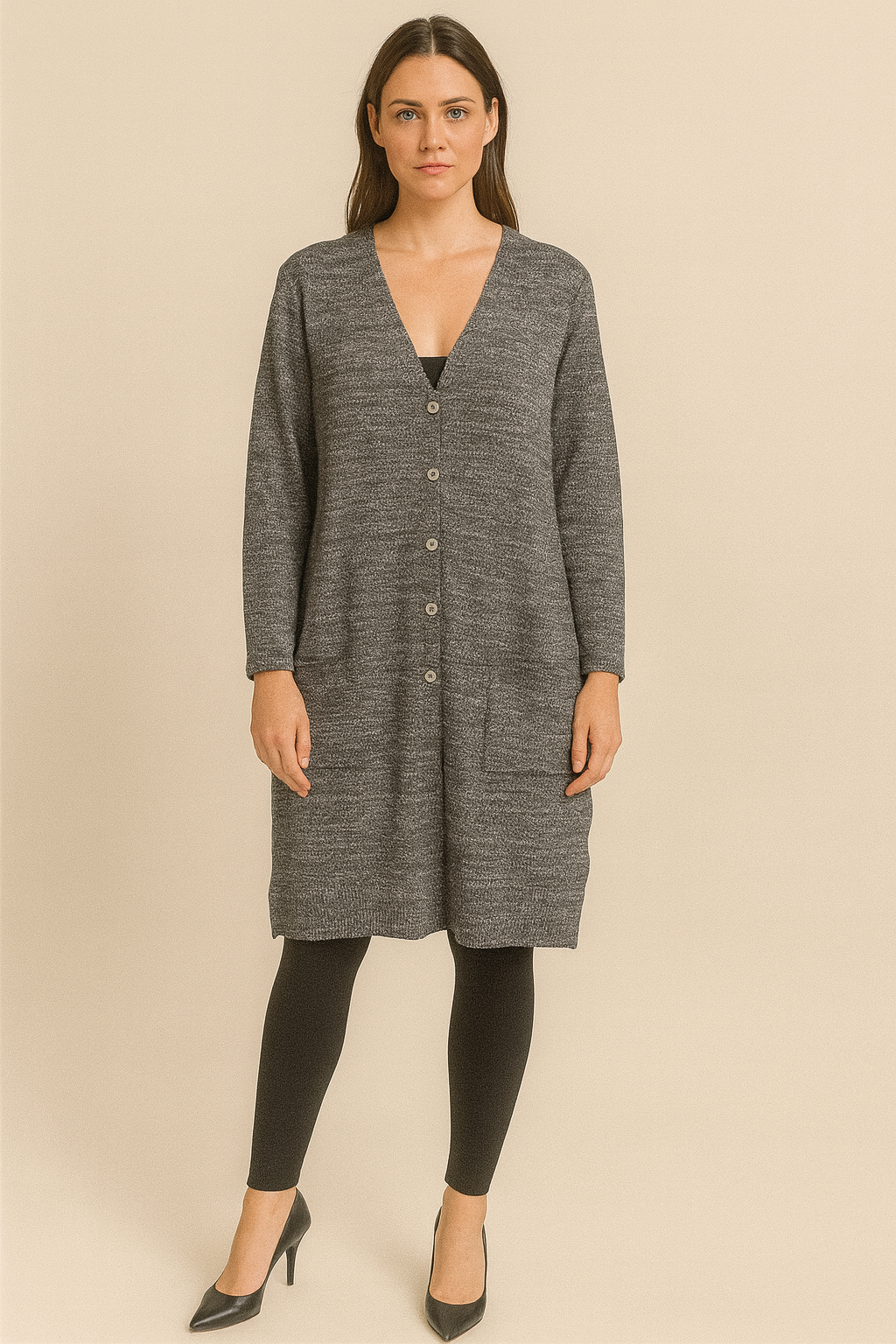 Fields V-Neck Long Cardigan with Pockets