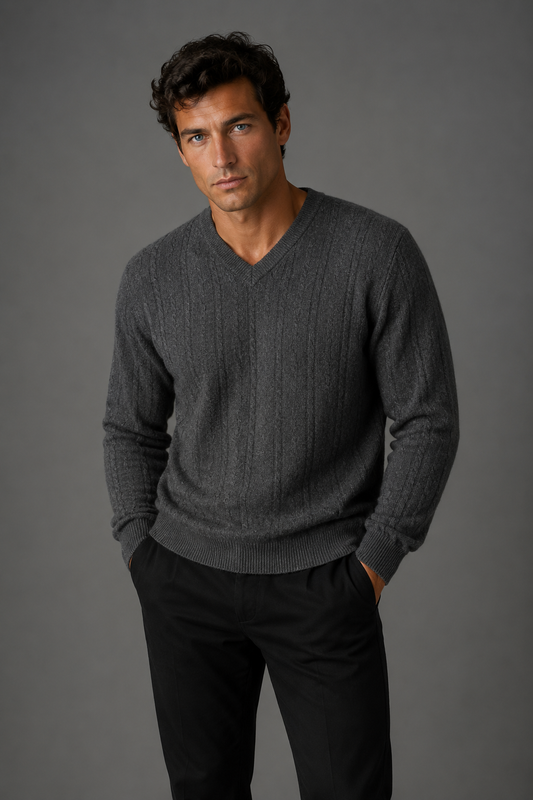 Cable V neck Pullover