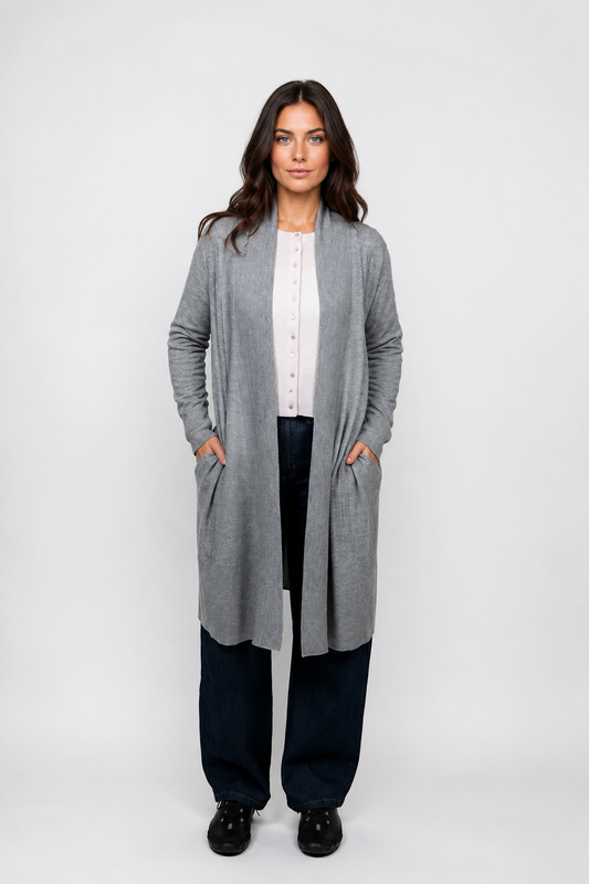 Bridge & Lord - Long Line Rib Trim Cardigan