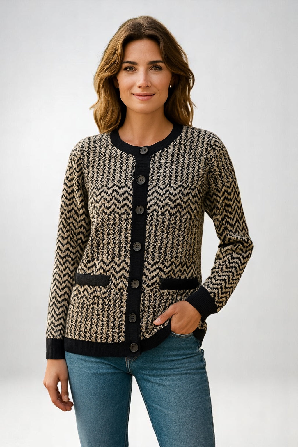 Notting Hill Cardigan – Waves Pattern