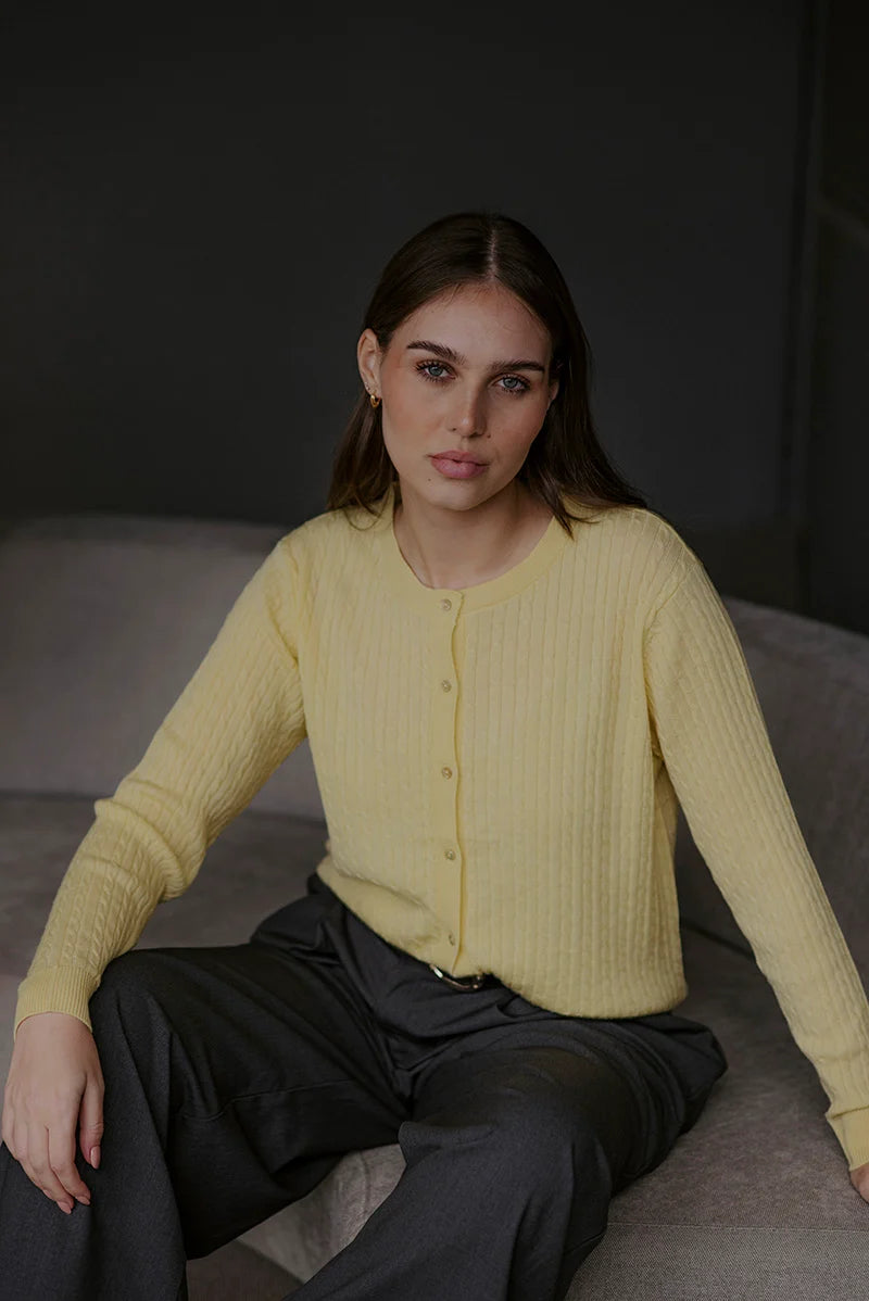 Bella - Baby Cable Crew Neck Cardi