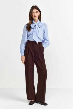 RICH & ROYAL CHECKERED BLOUSE WITH BOW COLLAR