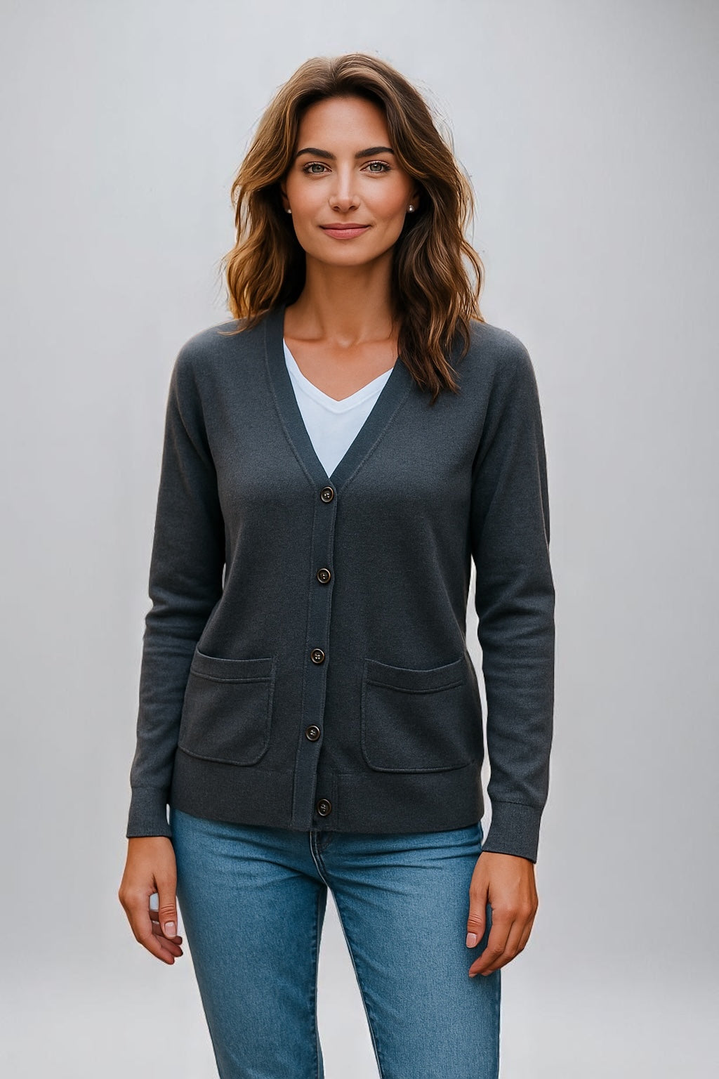 Sovrano deep Vee cardigan with pockets pure merino