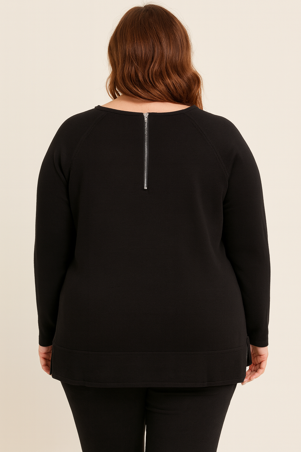 Fields Women Plus Size Crew neck Pullover With Zip back