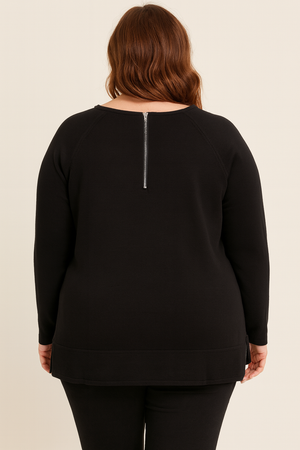 Fields Women Plus Size Crew neck Pullover With Zip back